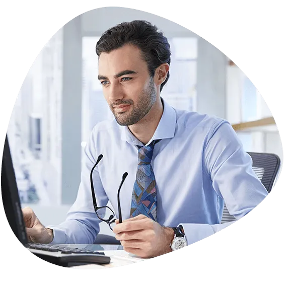 IT consultant working on a laptop